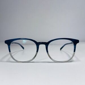 Warby Parker Eyeglasses Durand 369 Striped Pacific Clear Round Frame 50-20-145